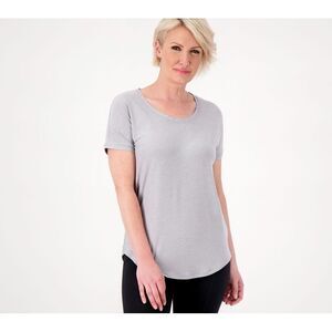 Fit 4 All by Carrie Wightman Women's Top Sz L Keyhole Back Curved Gray A491512